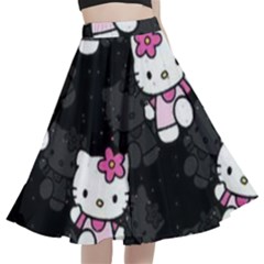 Hello Kitty, Pattern, Supreme A-line Full Circle Midi Skirt With Pocket