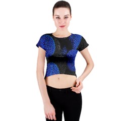 Berry, One,berry Blue Black Crew Neck Crop Top by nateshop