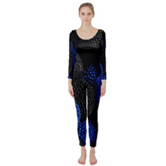 Berry, One,berry Blue Black Long Sleeve Catsuit by nateshop