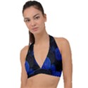 Berry, One,berry Blue Black Halter Plunge Bikini Top View1