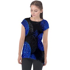 Berry, One,berry Blue Black Cap Sleeve High Low Top by nateshop