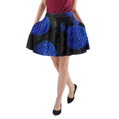 Berry, One,berry Blue Black A-line Pocket Skirt by nateshop