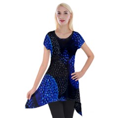 Berry, One,berry Blue Black Short Sleeve Side Drop Tunic by nateshop