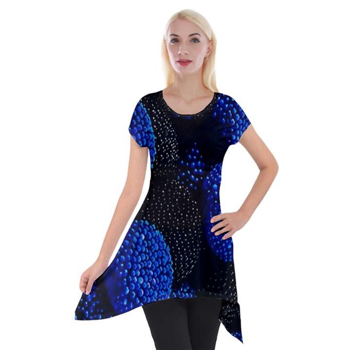 Berry, One,berry Blue Black Short Sleeve Side Drop Tunic