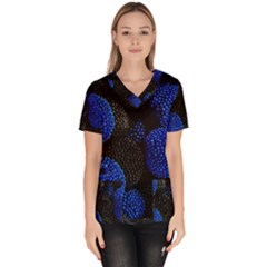 Berry, One,berry Blue Black Women s V-neck Scrub Top by nateshop