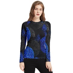 Berry, One,berry Blue Black Women s Long Sleeve Rash Guard by nateshop