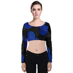 Berry, One,berry Blue Black Velvet Long Sleeve Crop Top by nateshop