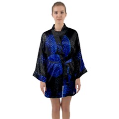 Berry, One,berry Blue Black Long Sleeve Satin Kimono by nateshop