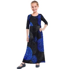 Berry, One,berry Blue Black Kids  Quarter Sleeve Maxi Dress by nateshop