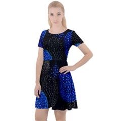 Berry, One,berry Blue Black Cap Sleeve Velour Dress  by nateshop