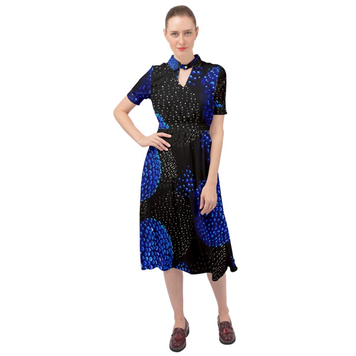 Berry, One,berry Blue Black Keyhole Neckline Chiffon Dress