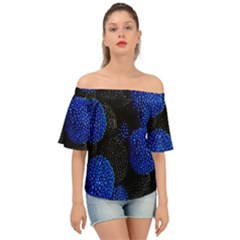 Berry, One,berry Blue Black Off Shoulder Short Sleeve Top by nateshop