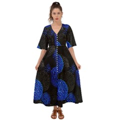 Berry, One,berry Blue Black Kimono Sleeve Boho Dress by nateshop