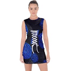 Berry, One,berry Blue Black Lace Up Front Bodycon Dress by nateshop