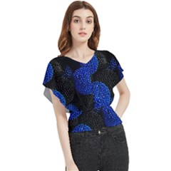 Berry, One,berry Blue Black Butterfly Chiffon Blouse