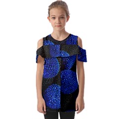 Berry, One,berry Blue Black Fold Over Open Sleeve Top by nateshop