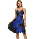 Berry, One,berry Blue Black Sleeveless Tie Front Chiffon Dress View1