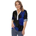 Berry, One,berry Blue Black Zip Up Long Sleeve Blouse View2