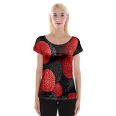 Berry,curved, Edge, Cap Sleeve Top by nateshop