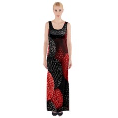 Berry,curved, Edge, Thigh Split Maxi Dress by nateshop