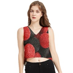 Berry,curved, Edge, V-neck Cropped Tank Top by nateshop