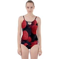 Berry,curved, Edge, Cut Out Top Tankini Set by nateshop