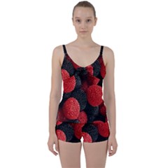 Berry,curved, Edge, Tie Front Two Piece Tankini by nateshop