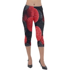 Berry,curved, Edge, Lightweight Velour Capri Leggings 