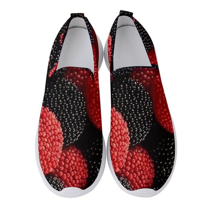 Berry,curved, Edge, Women s Slip On Sneakers