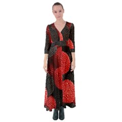 Berry,curved, Edge, Button Up Maxi Dress by nateshop