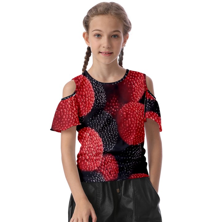 Berry,curved, Edge, Kids  Butterfly Cutout T-Shirt