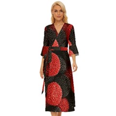 Berry,curved, Edge, Midsummer Wrap Dress by nateshop