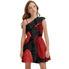 Berry,curved, Edge, Kids  One Shoulder Party Dress by nateshop