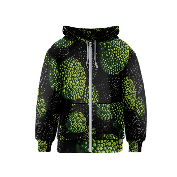 Berry,note, Green, Raspberries Kids  Zipper Hoodie