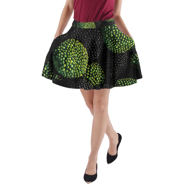 Berry,note, Green, Raspberries A-Line Pocket Skirt