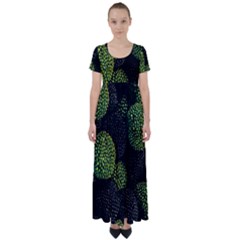 Berry,note, Green, Raspberries High Waist Short Sleeve Maxi Dress by nateshop