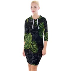 Berry,note, Green, Raspberries Quarter Sleeve Hood Bodycon Dress by nateshop