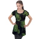 Berry,note, Green, Raspberries Puff Sleeve Tunic Top View1