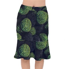 Berry,note, Green, Raspberries Short Mermaid Skirt by nateshop