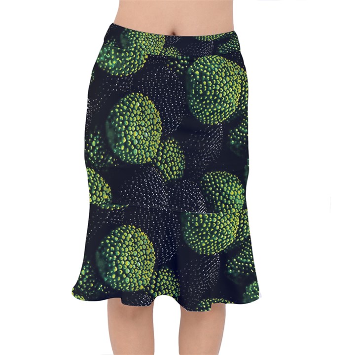 Berry,note, Green, Raspberries Short Mermaid Skirt