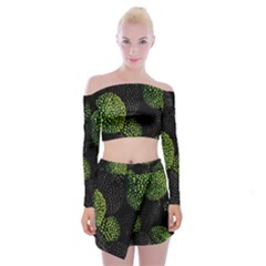 Berry,note, Green, Raspberries Off Shoulder Top With Mini Skirt Set by nateshop