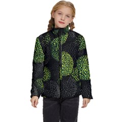 Berry,note, Green, Raspberries Kids  Puffer Bubble Jacket Coat by nateshop