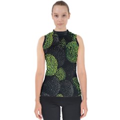 Berry,note, Green, Raspberries Mock Neck Shell Top by nateshop