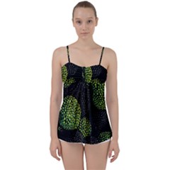 Berry,note, Green, Raspberries Babydoll Tankini Top by nateshop