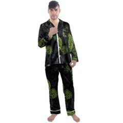 Berry,note, Green, Raspberries Men s Long Sleeve Satin Pajamas Set by nateshop