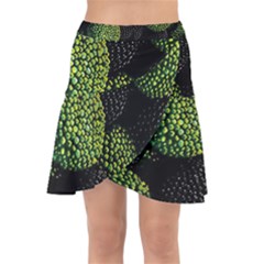 Berry,note, Green, Raspberries Wrap Front Skirt by nateshop