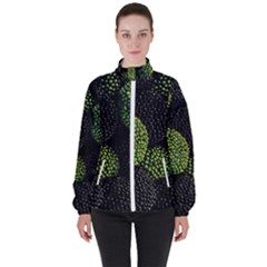 Berry,note, Green, Raspberries Women s High Neck Windbreaker by nateshop