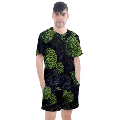 Berry,note, Green, Raspberries Men s Mesh T-shirt And Shorts Set by nateshop