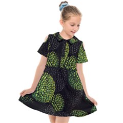 Berry,note, Green, Raspberries Kids  Short Sleeve Shirt Dress by nateshop