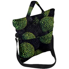 Berry,note, Green, Raspberries Fold Over Handle Tote Bag by nateshop